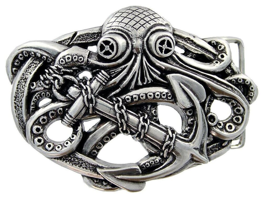 5248 HA2333 Steampunk Pirate Octopus Kraken Boat Anchor Belt Buckle, Fits